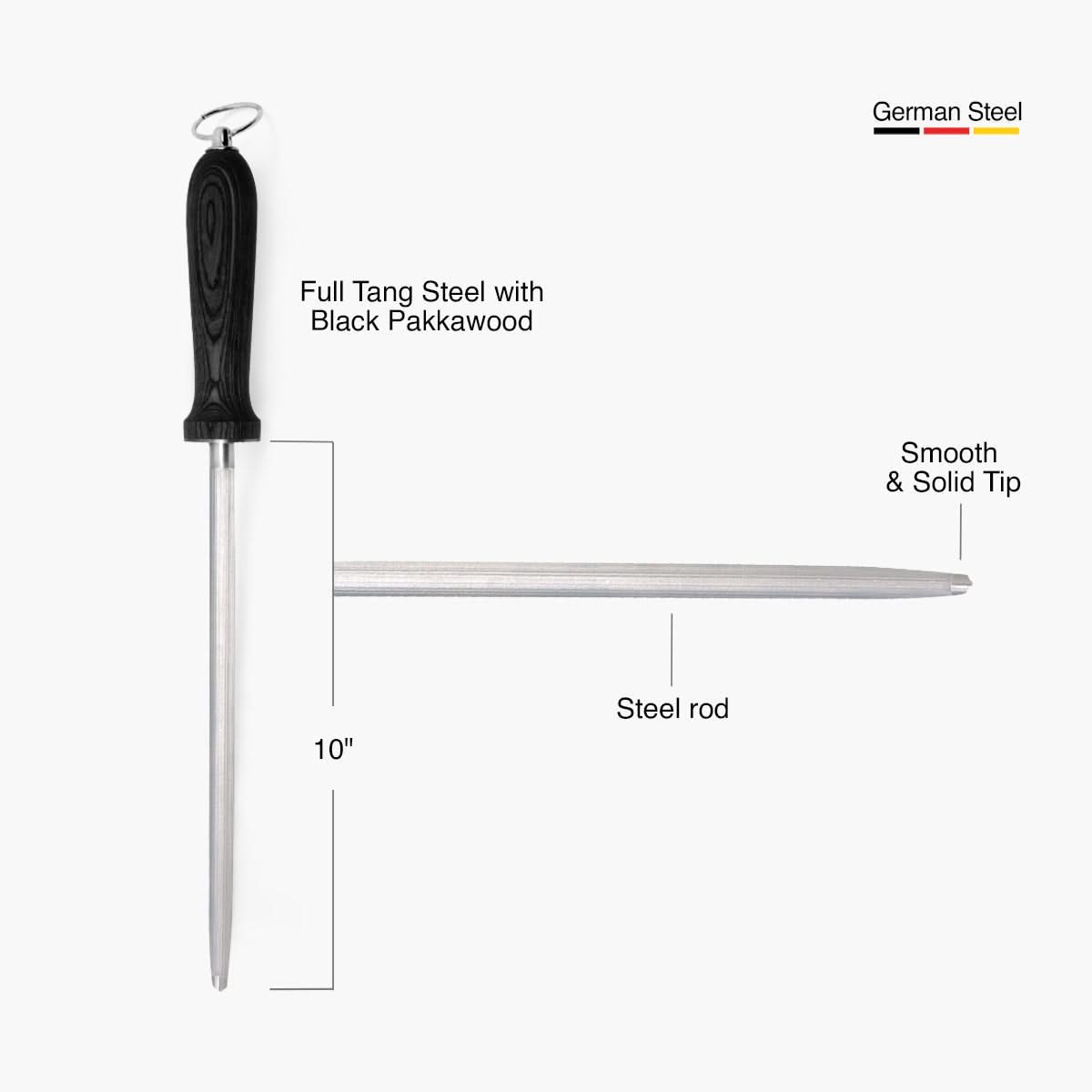 Quest Honing Steel, 10" Dark Pakkawood - Gunter Wilhelm Outlet