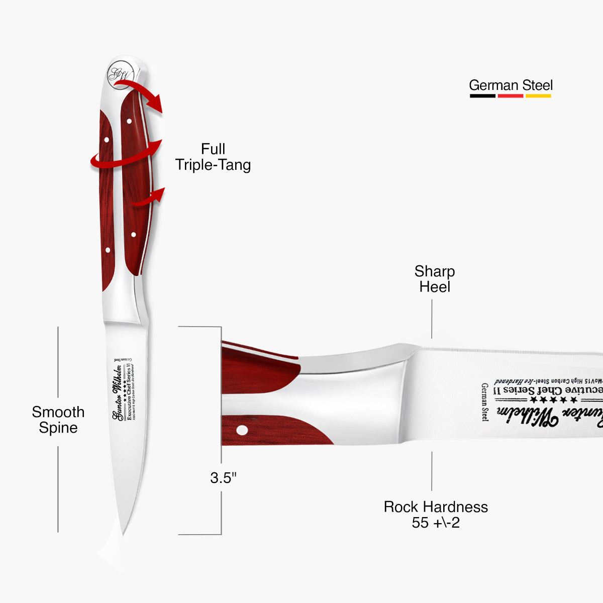 Refurbished Paring Knife, 3.5" Reddish ABS