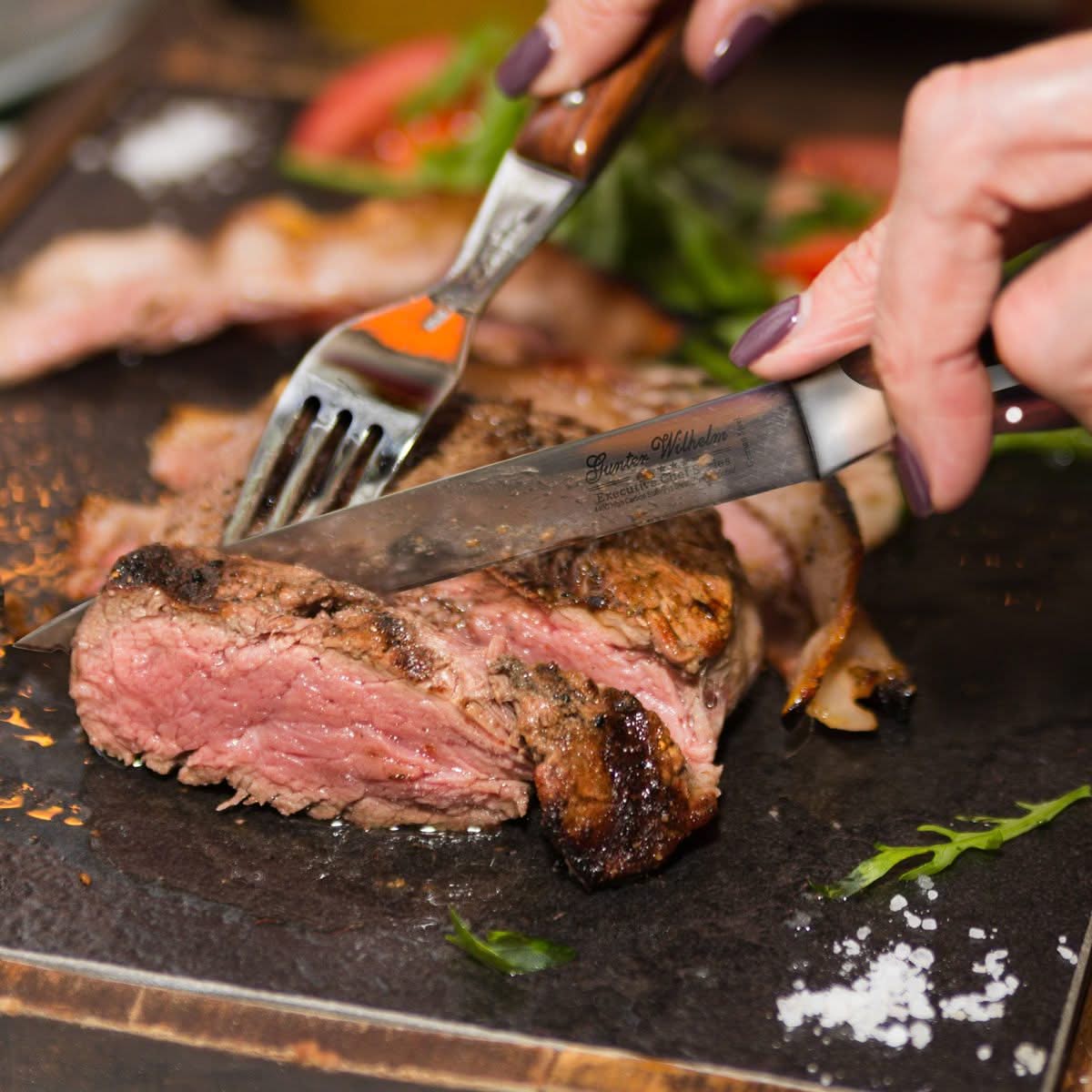 Refurbished Partially Serrated Steak Knives Set of 6 – 5" Brown Pakkawood