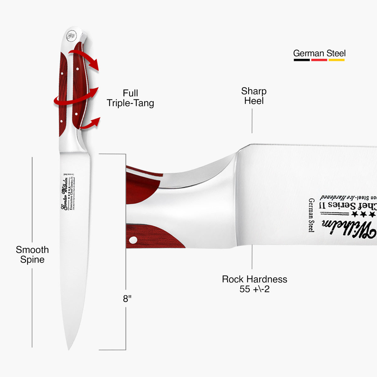 Refurbished Pointed Carving Knife, 8" Reddish ABS
