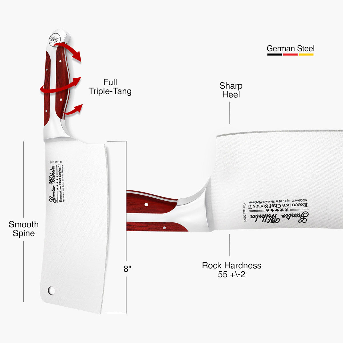 Refurbished Meat Cleaver, 8" Reddish ABS