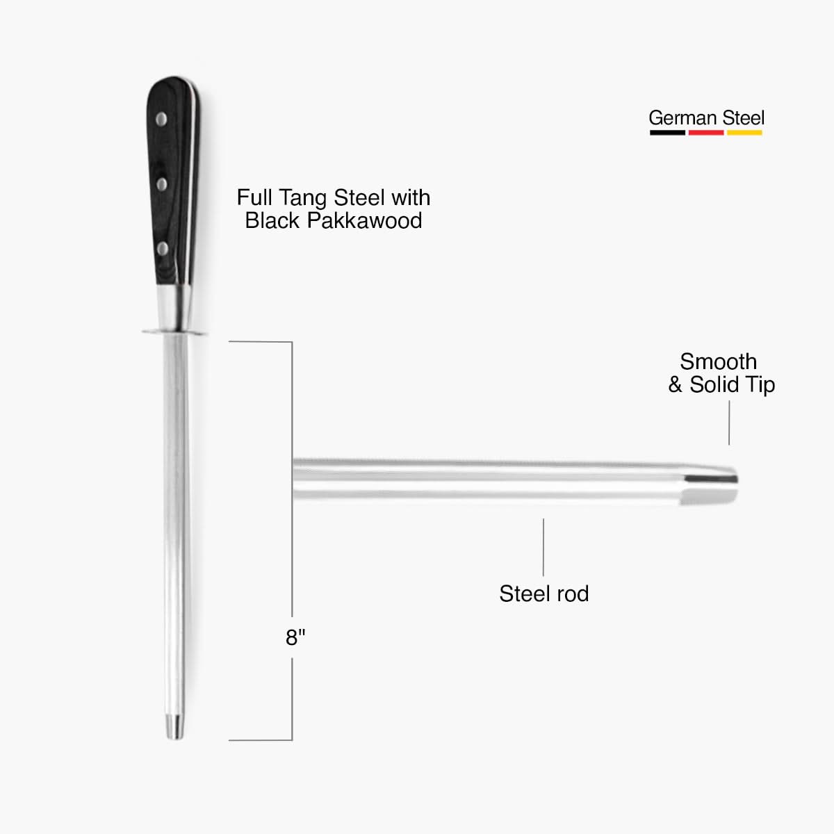 Honing Steel, 8" Dark Pakkawood