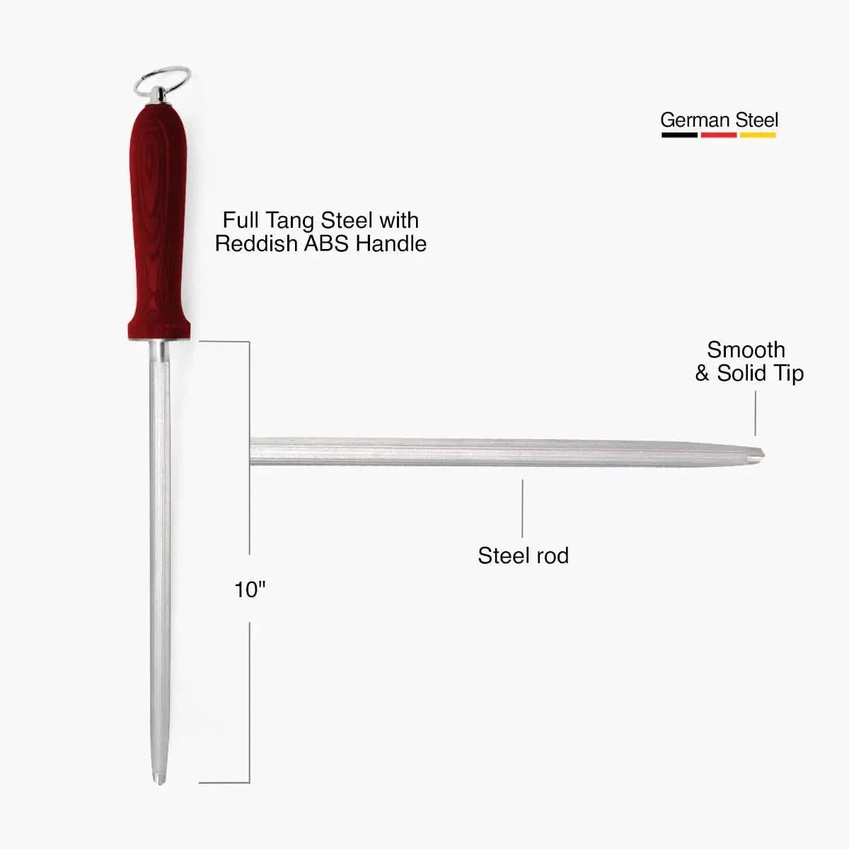 Honing Steel 10" Reddish ABS - Gunter Wilhelm Outlet