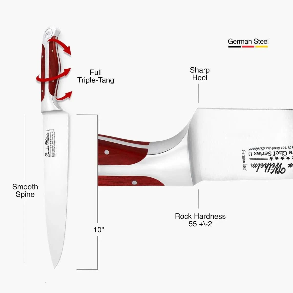 Chef Knife, 10" Reddish ABS - Gunter Wilhelm Outlet