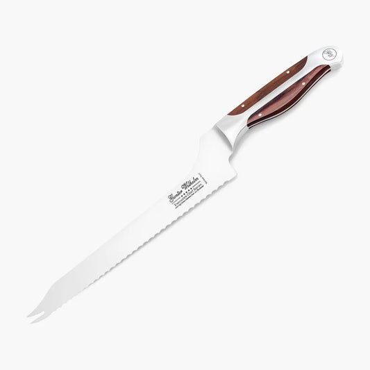 Refurbished Offset Bread Knife, 9.5" Brown Pakkawood - Image #1