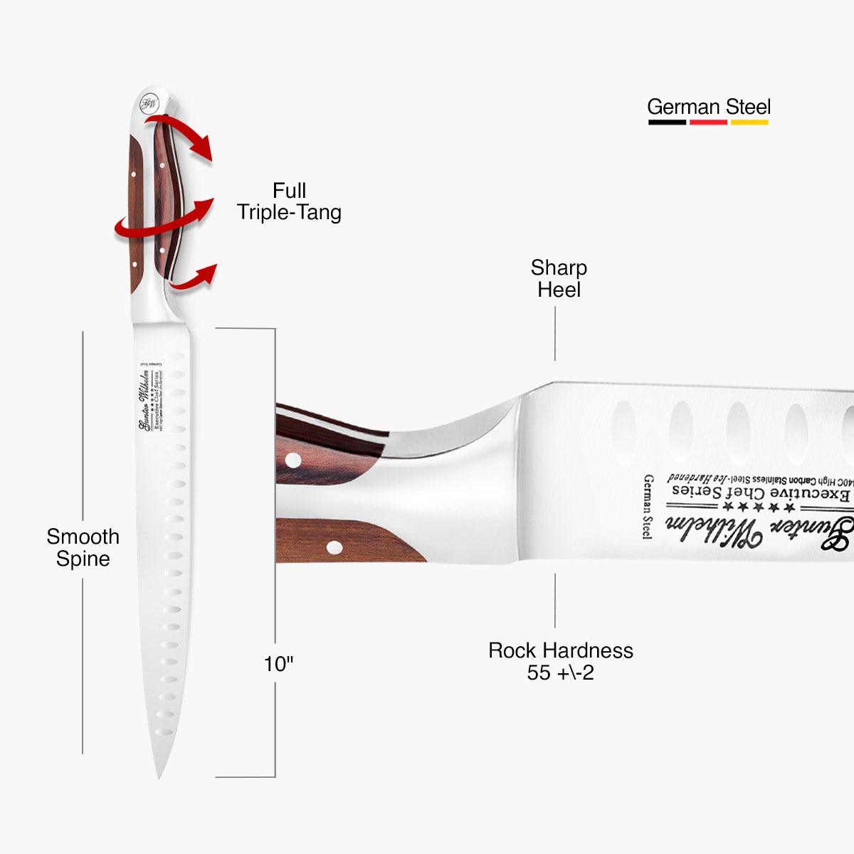 Refurbished Carving Knife, 10" Brown Pakkawood Handle - Gunter Wilhelm Outlet