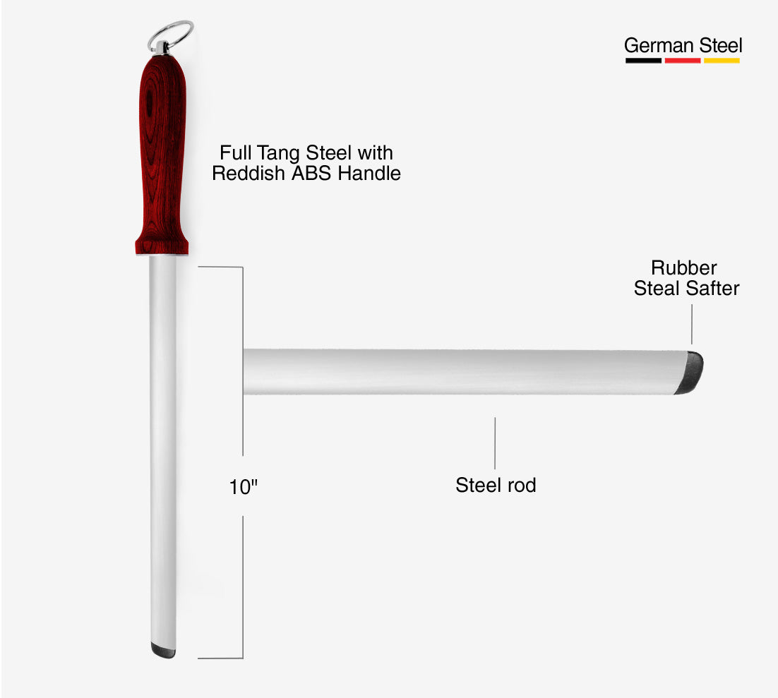 Diamond Sharpener Rod, 10" Reddish ABS