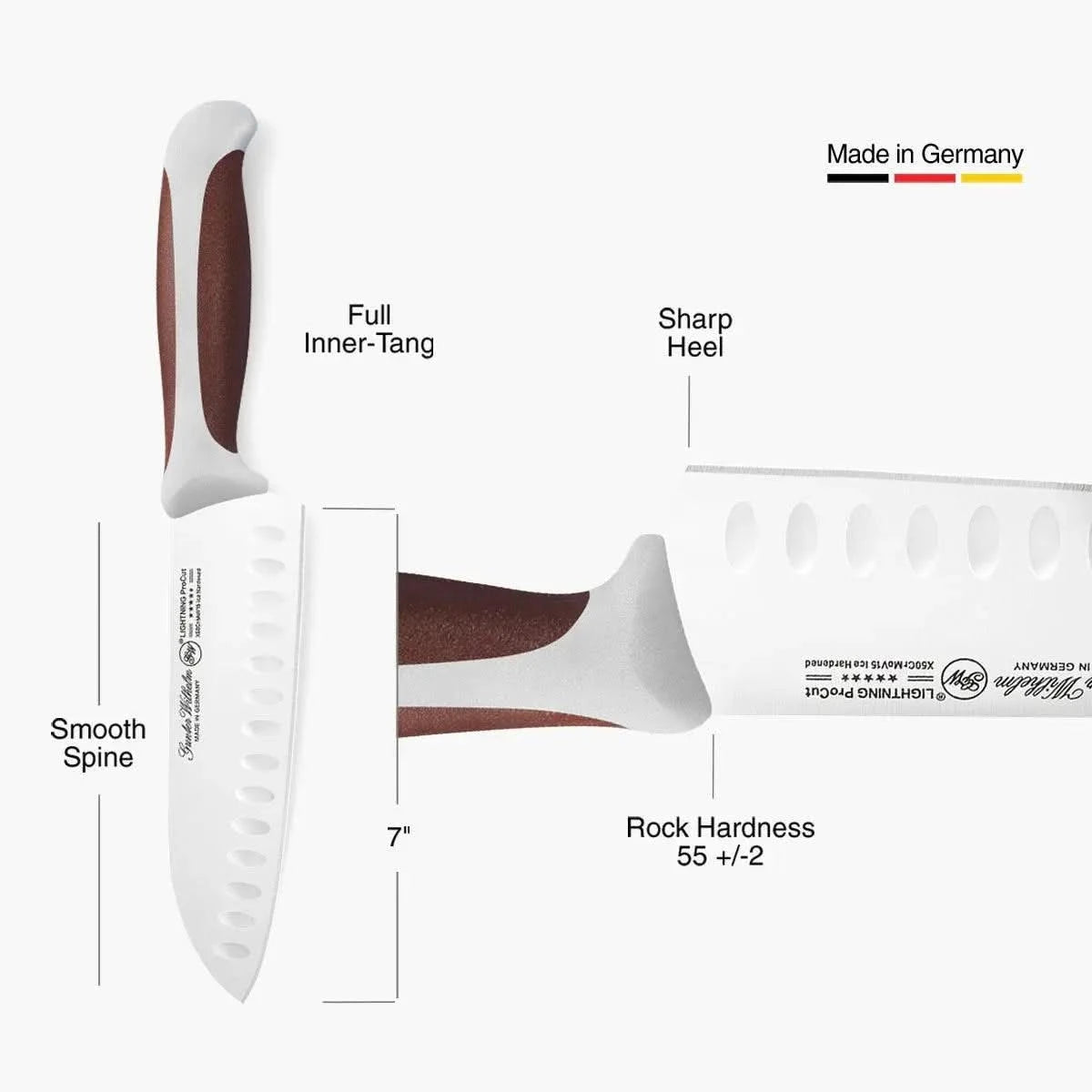 Santoku Knife, 7" Brown & Gray ABS - Gunter Wilhelm Outlet