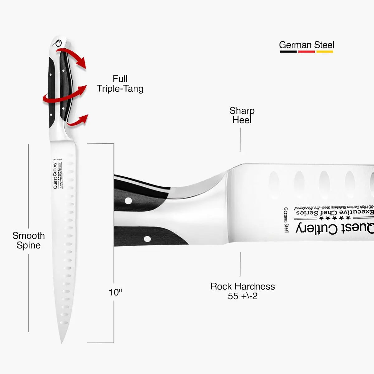 Quest Carving Knife, 10" Dark Pakkawood - Gunter Wilhelm Outlet