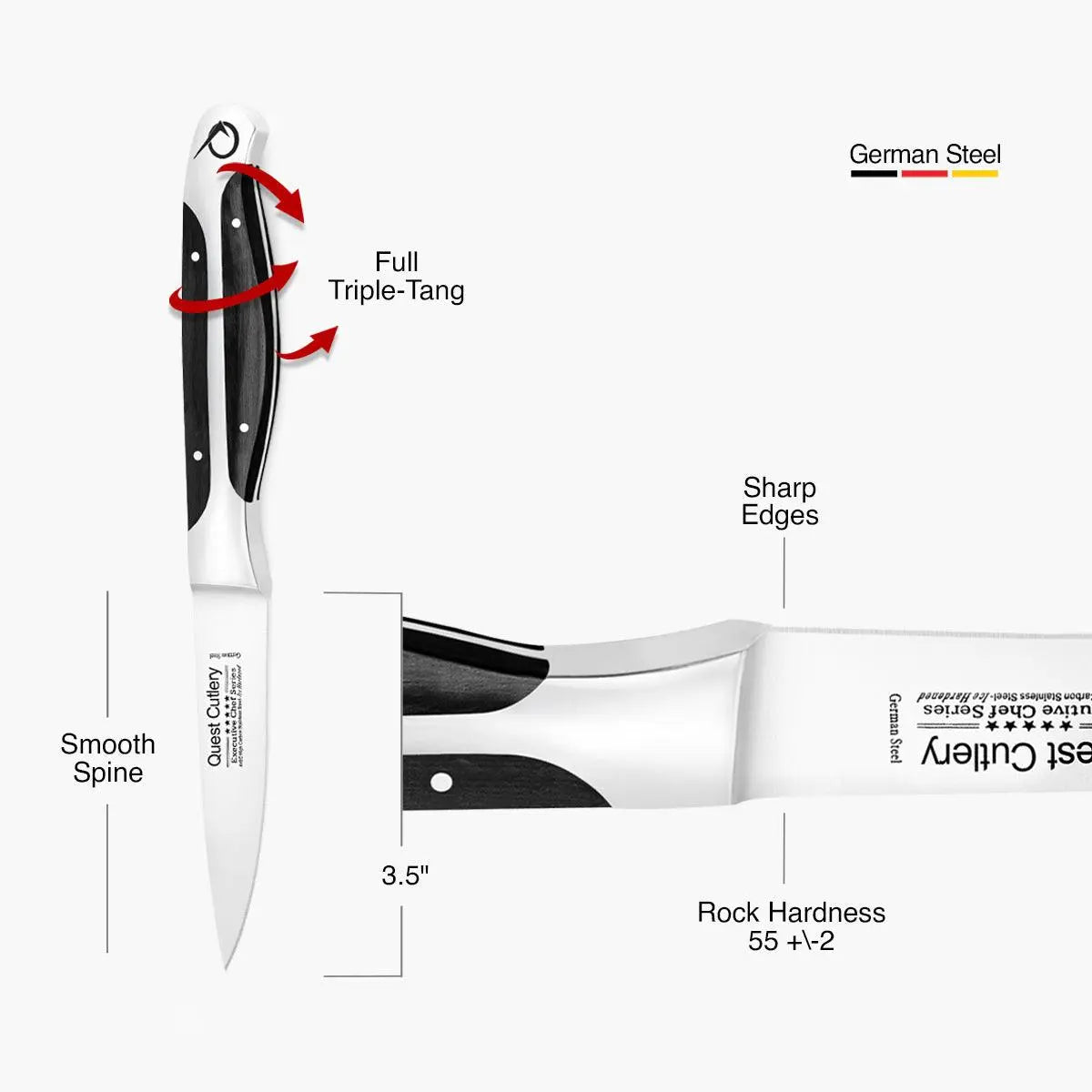 Quest Paring Knife, 3.5" Dark Pakkawood - Gunter Wilhelm Outlet