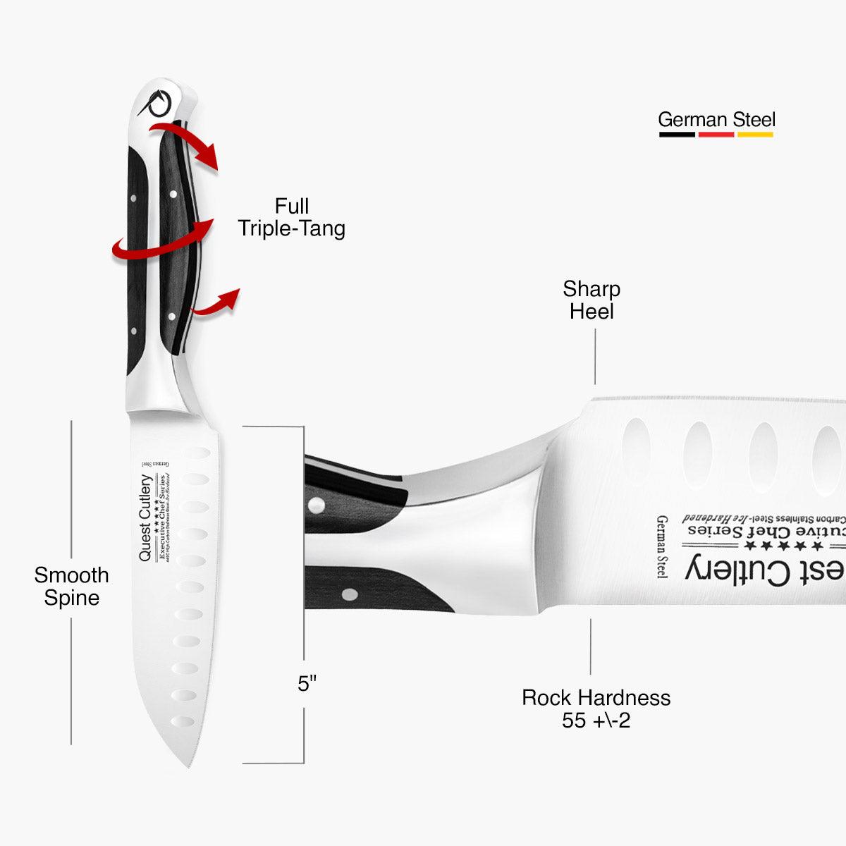 Quest Santoku Knife, 5" Dark Pakkawood - Gunter Wilhelm Outlet