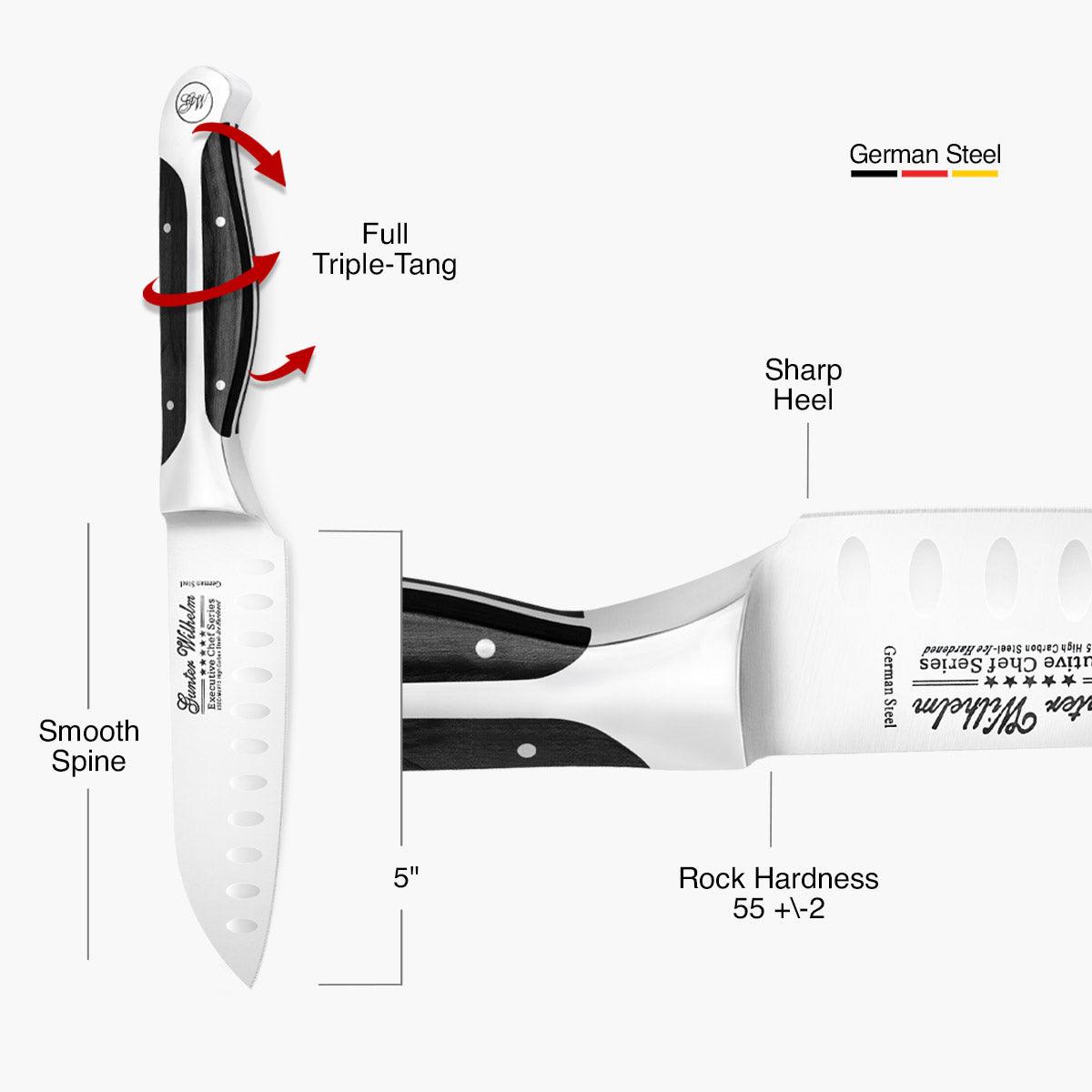 Mini Santoku Knife, 5" Dark Pakkawood - Gunter Wilhelm Outlet