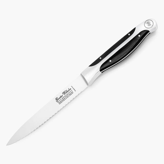 Utility Serrated Knife, 5" Dark Pakkawood