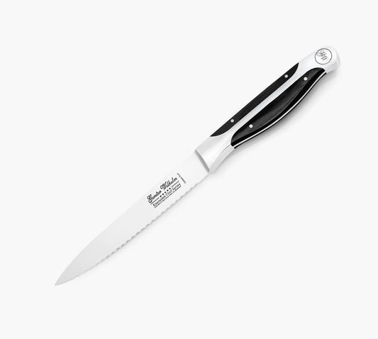Utility Serrated Knife, 5" Dark Pakkawood