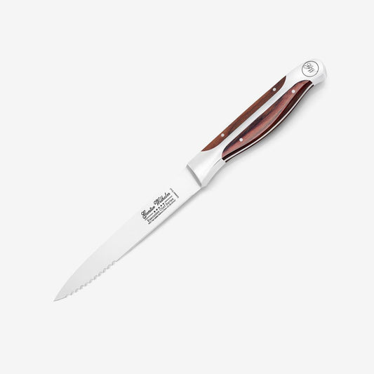 Refurbished Steak Knife Partially Serrated, 5" Brown Pakkawood