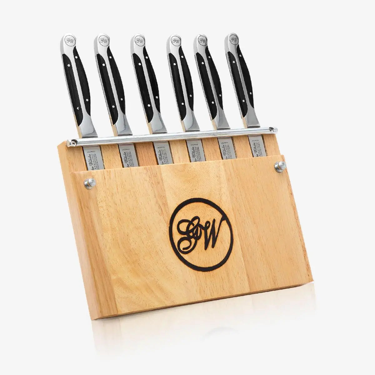 7-Piece Serrated Steak Set in EXT. Wooden Block - Gunter Wilhelm Outlet