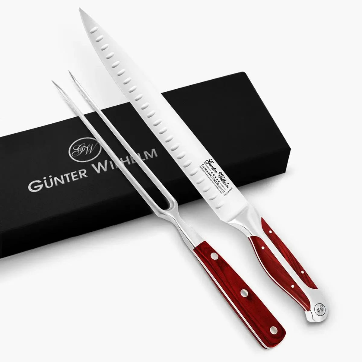 Carving Knife Set, 10" in Gift Box Reddish ABS - Gunter Wilhelm Outlet