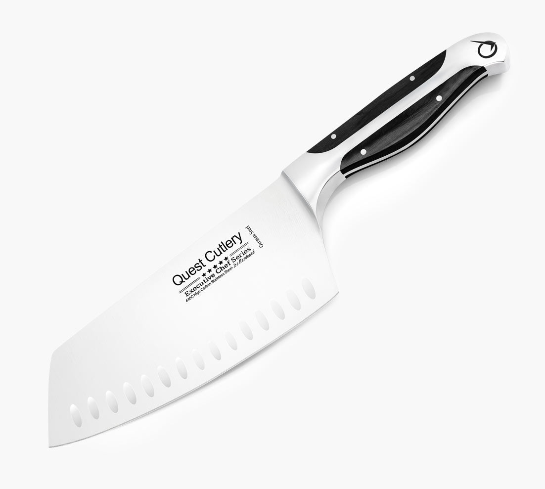 Quest Vegetable Cleaver Knife, 7" Dark Pakkawood