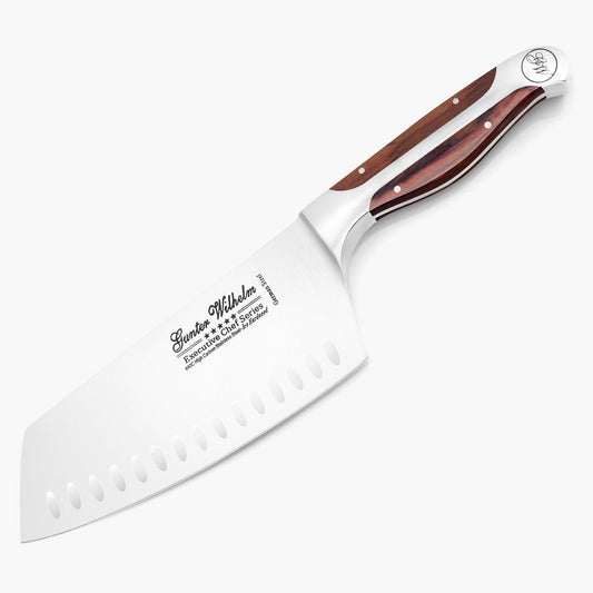 Refurbished Asian Cleaver, 7.5" Brown Pakkawood