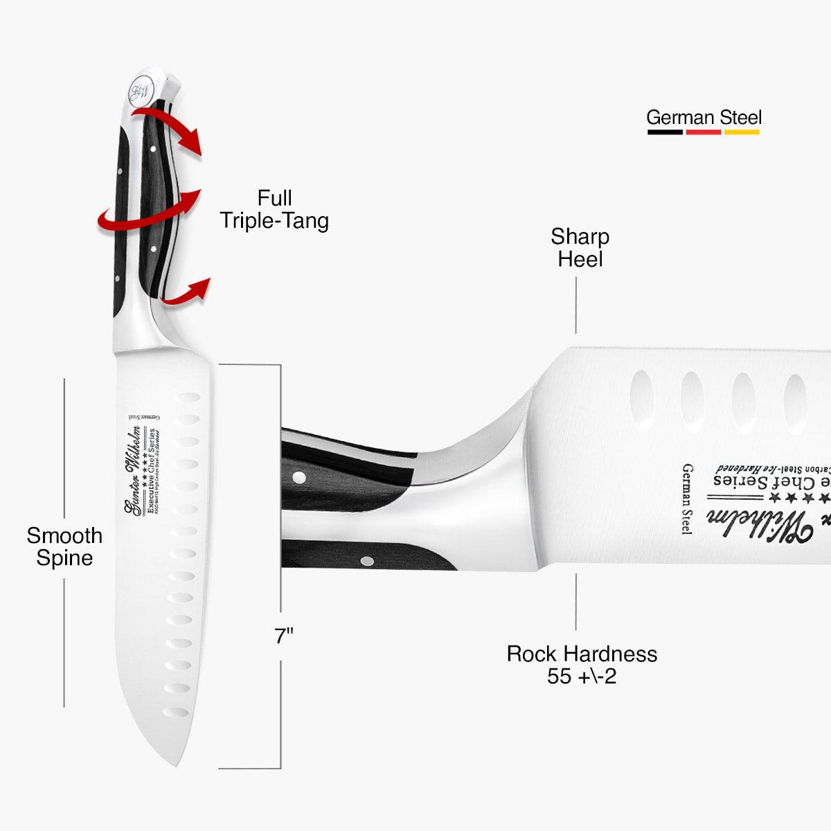 Santoku Knife, 7" Dark Pakkawood Handle - Gunter Wilhelm Outlet