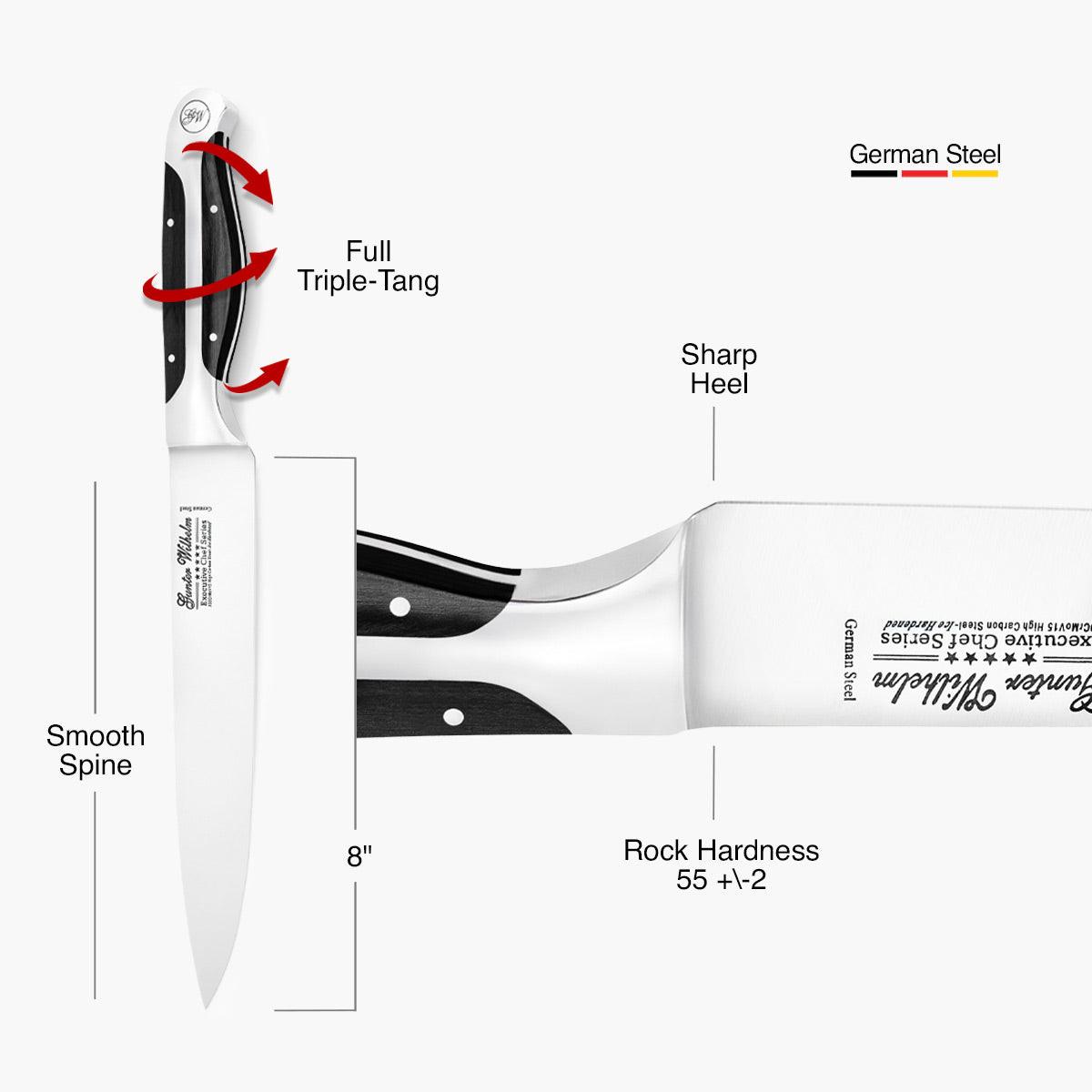 Pointed Carving Knife, 8" Dark Pakkawood - Gunter Wilhelm Outlet