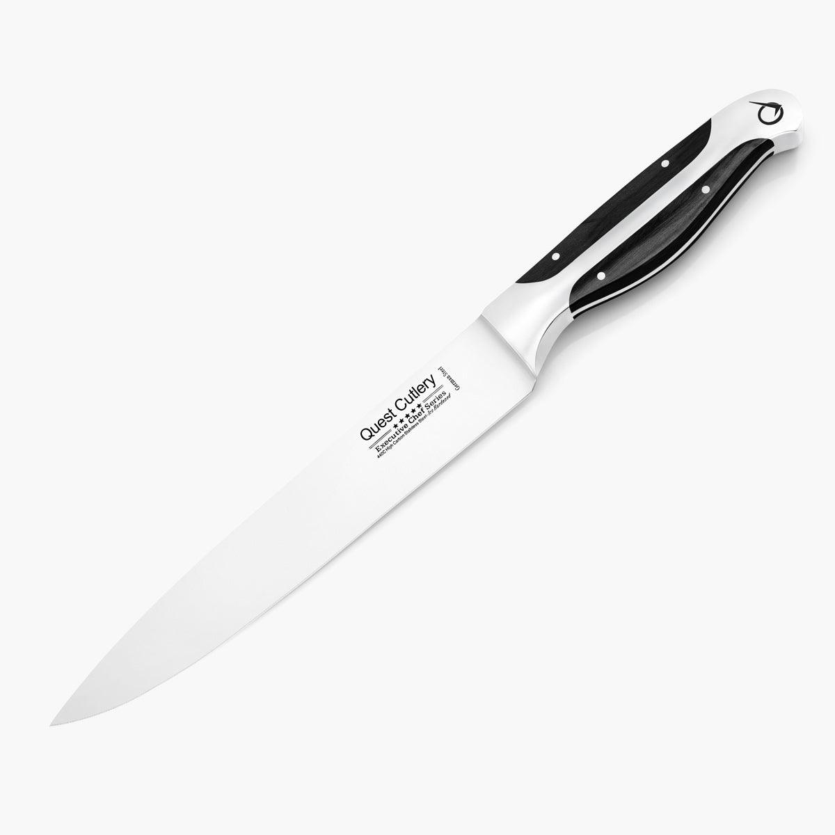 Quest Pointed Carving Knife, 8" Dark Pakkawood