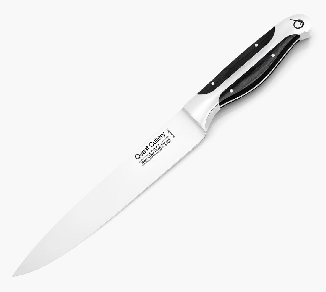 Quest Pointed Carving Knife, 8" Dark Pakkawood