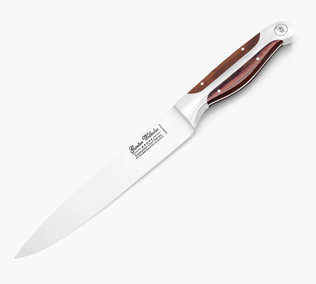 Refurbished Pointed Carving Knife, 8" Brown Pakkawood