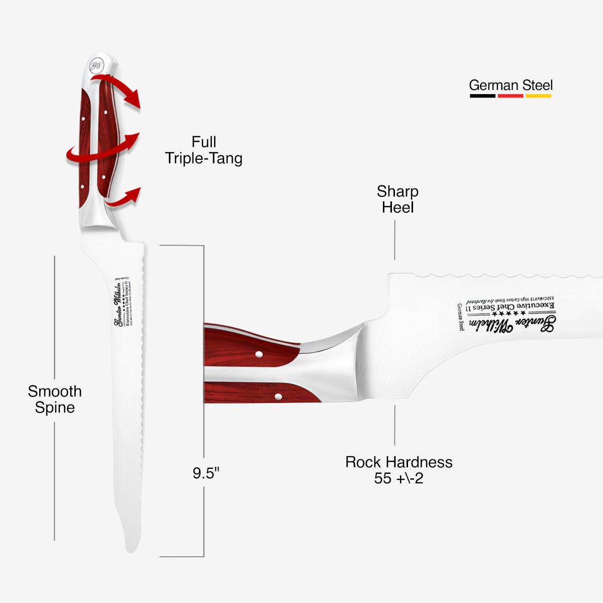 Offset Bread knife, 9.5" Reddish ABS - Gunter Wilhelm Outlet