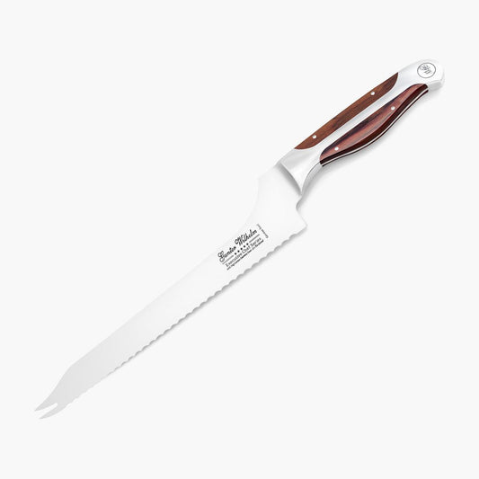 Refurbished Offset Bread Knife, 9.5" Brown Pakkawood