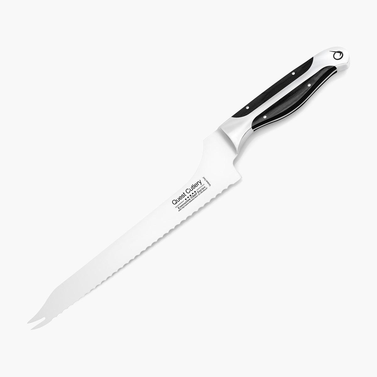 Quest Offset Bread Knife, 9.5" Dark Pakkawood