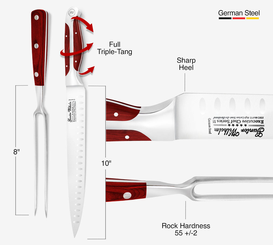 Carving Knife Set, 10" Reddish ABS