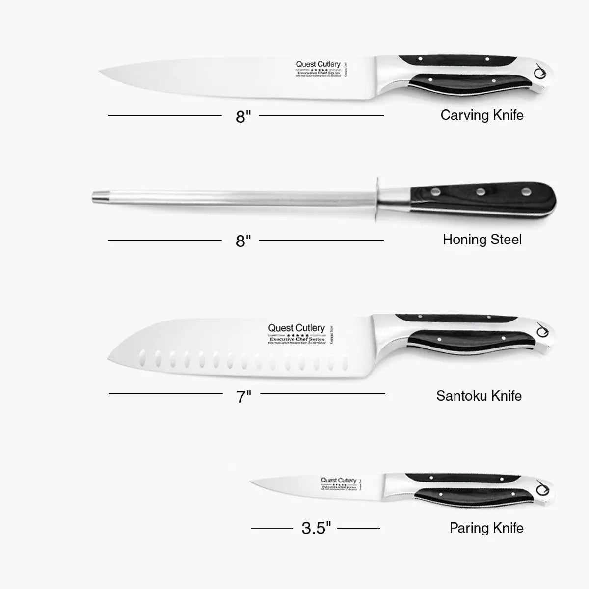 Quest 4 PCs Knife Set Dark Pakkawood - Gunter Wilhelm Outlet