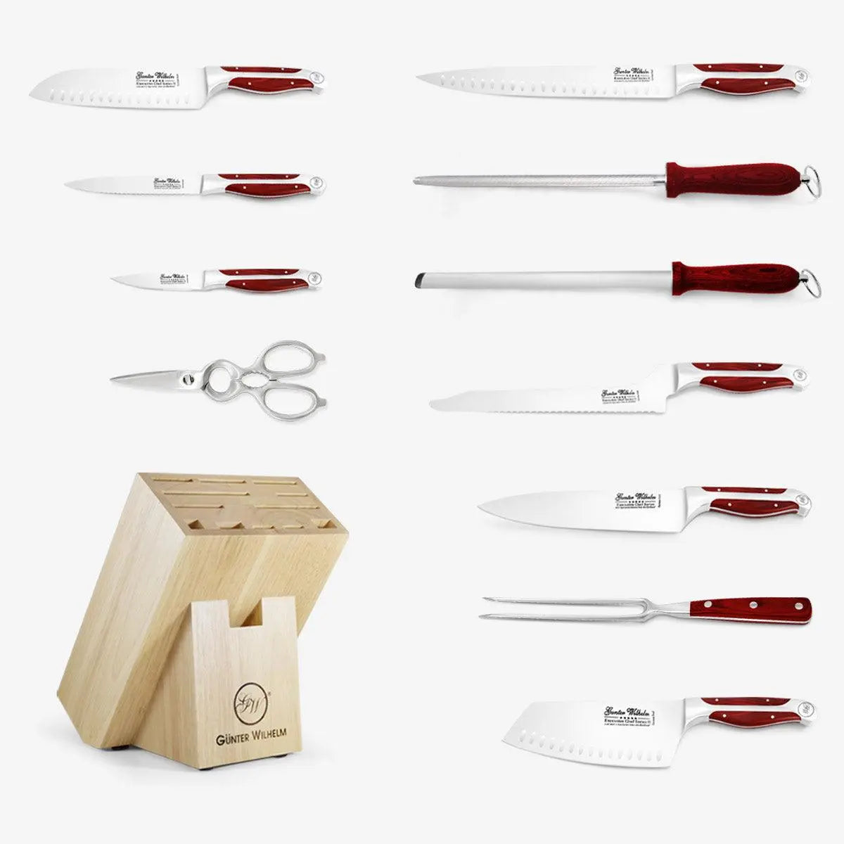 12 Piece Cutlery Knife Set Reddish ABS - Gunter Wilhelm Outlet